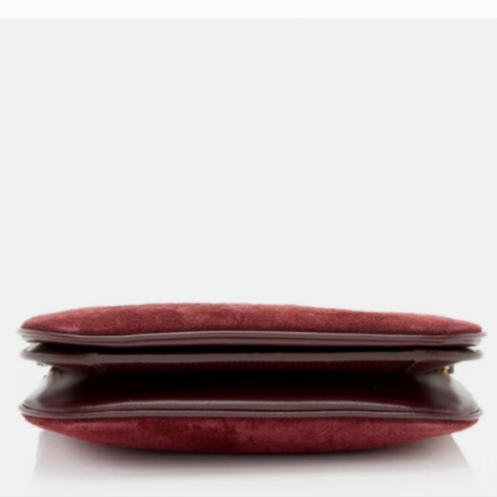 Saint Laurent Suede All-Over Monogram Burgundy Crossbody Bag - Picture 4 of 8